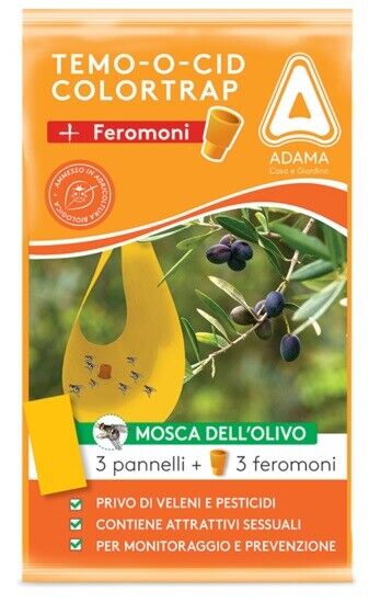 ADAMA TEMO-O-CID COLORTRAP PLUS MOSCA DELL'OLIVO 3 PANNELLI + 3 FEROMONI 40X25