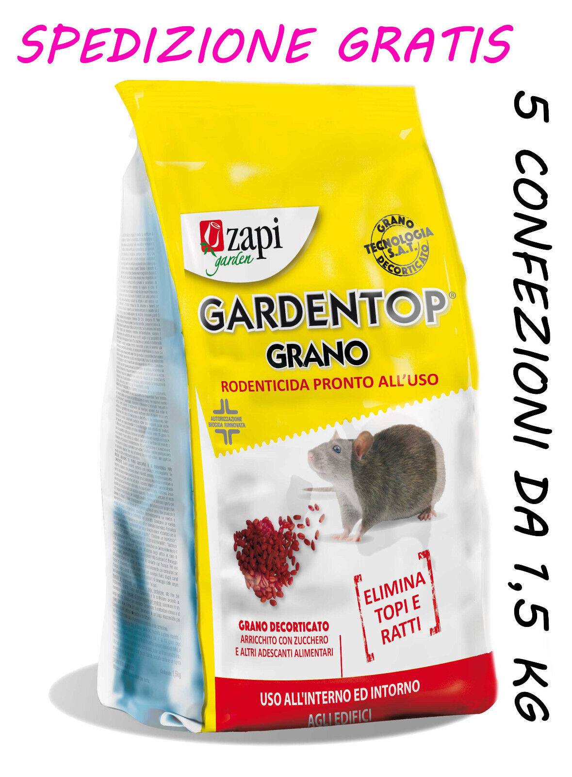 VELENO PER TOPI IN GRANI ZAPI GARDENTOP ***OFFERTA 5X1,5KG =7,5 KG****