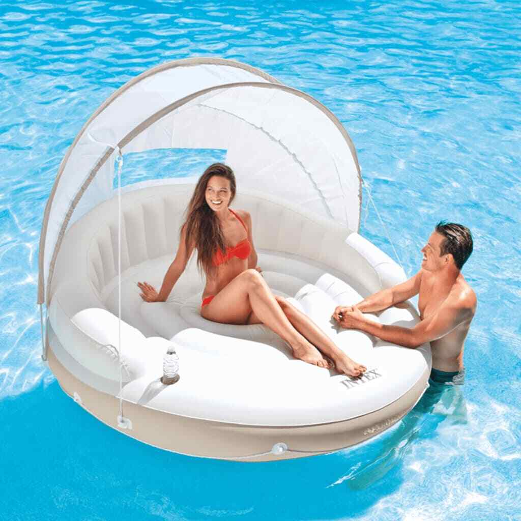 Intex Materassino Gonfiabile con Parasole per Piscina Mare Isola Galleggiante IN