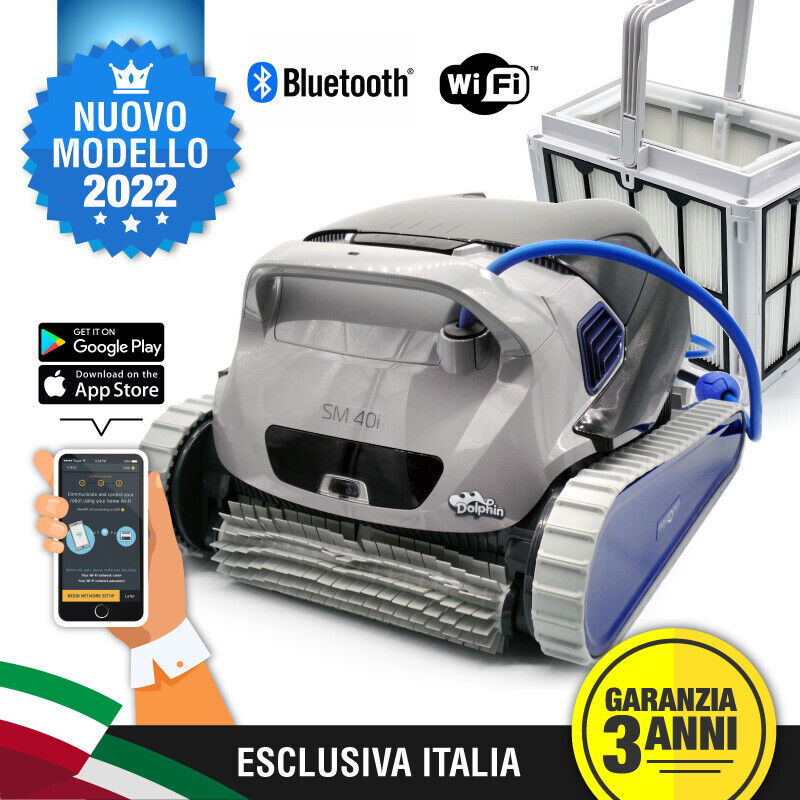 Robot piscina Dolphin SM 40i BLUE PRO per pulizia piscina App garanzia 3 anni