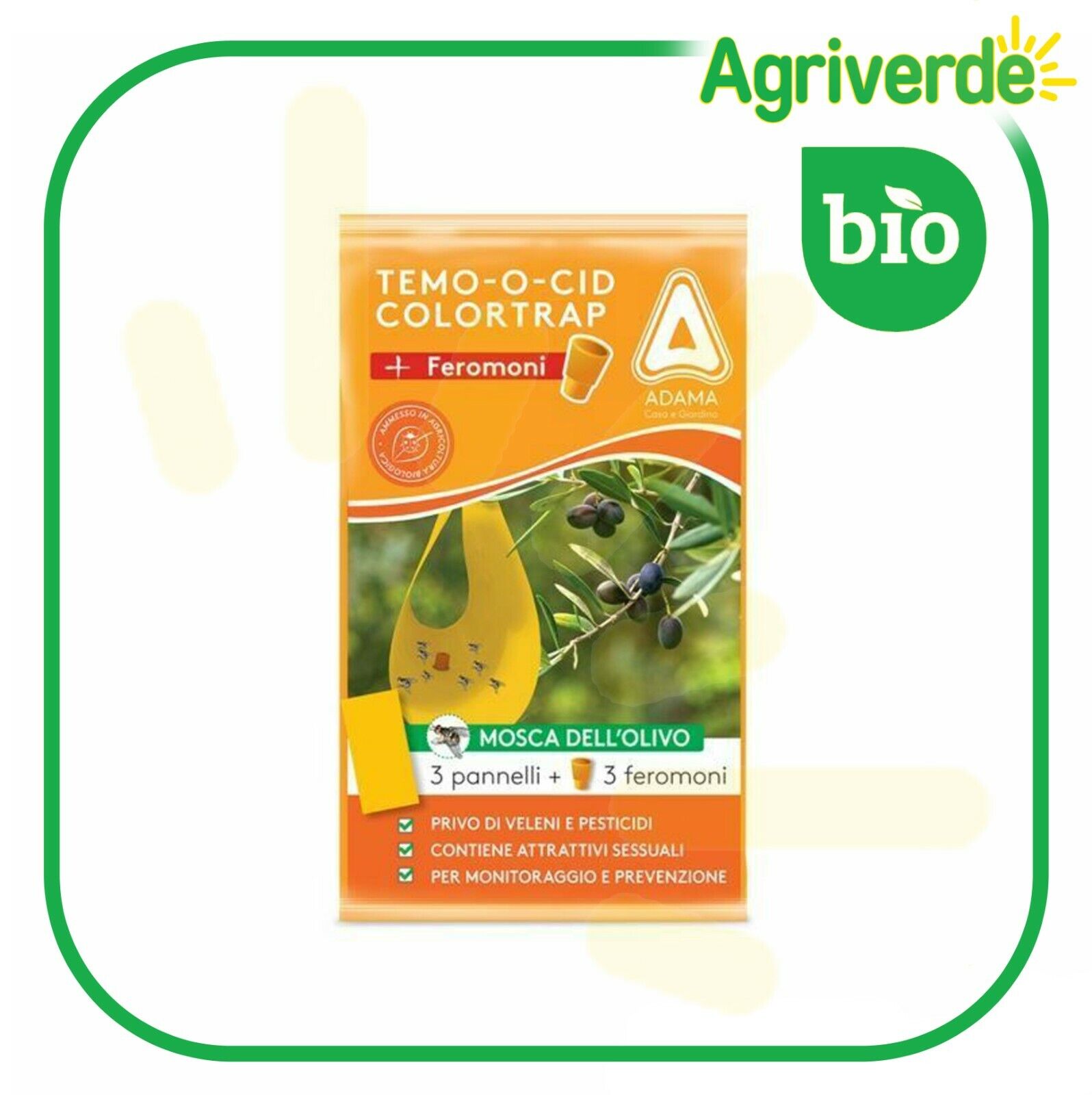 Temo-o-cid Color trap Giallo Feromoni Mosca dell'olivo 3 pannelli BIO - ADAMA