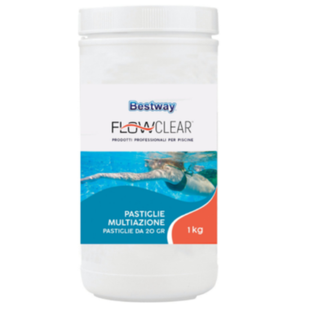 Bestway CLORO MULTIFUNZIONE IN PASTIGLIE 20 gr DICLORO PER ACQUA PISCINA 1 kg