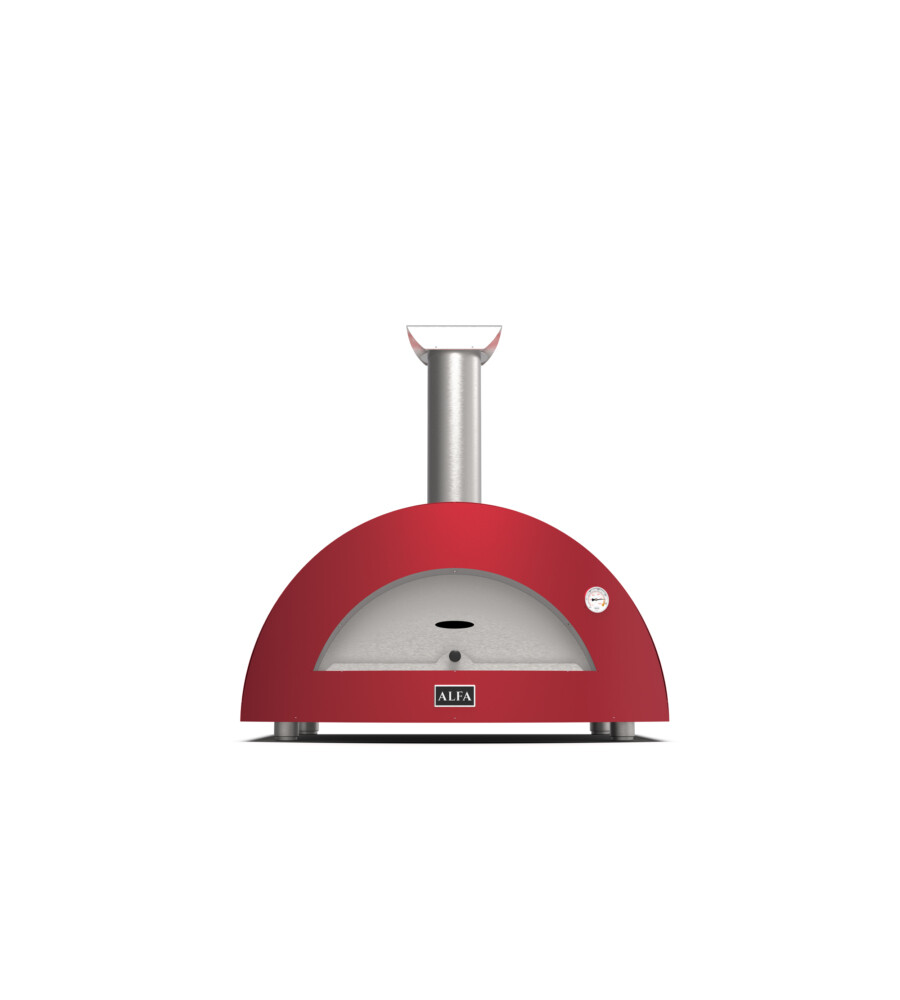 FORNO PIZZA A LEGNA ALFA "MODERNO" COLORE ROSSO 3 PIZZE