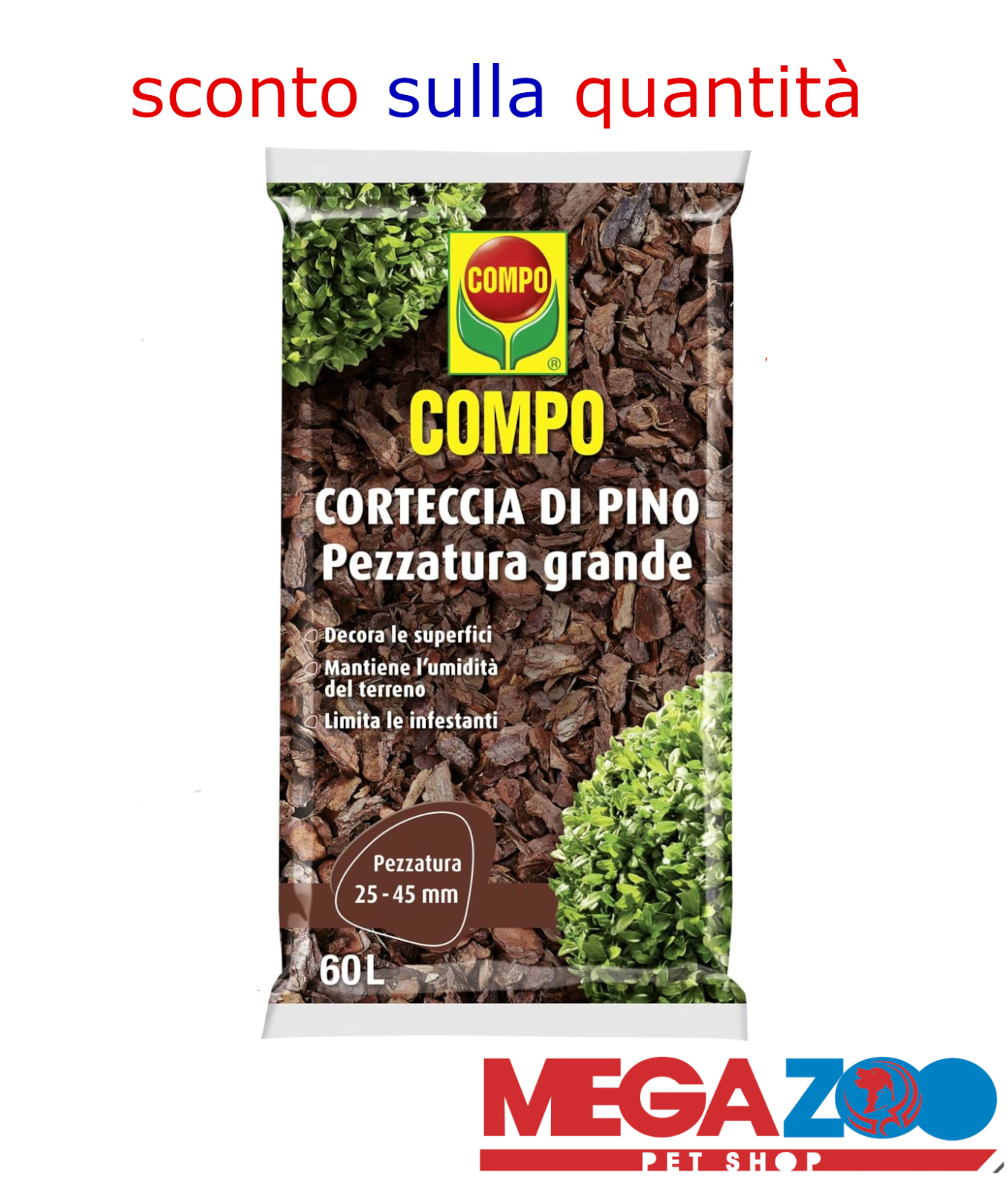 COMPO Corteccia di Pino  Pezzatura Grande, Per la Pacciamatura e la Decorazione