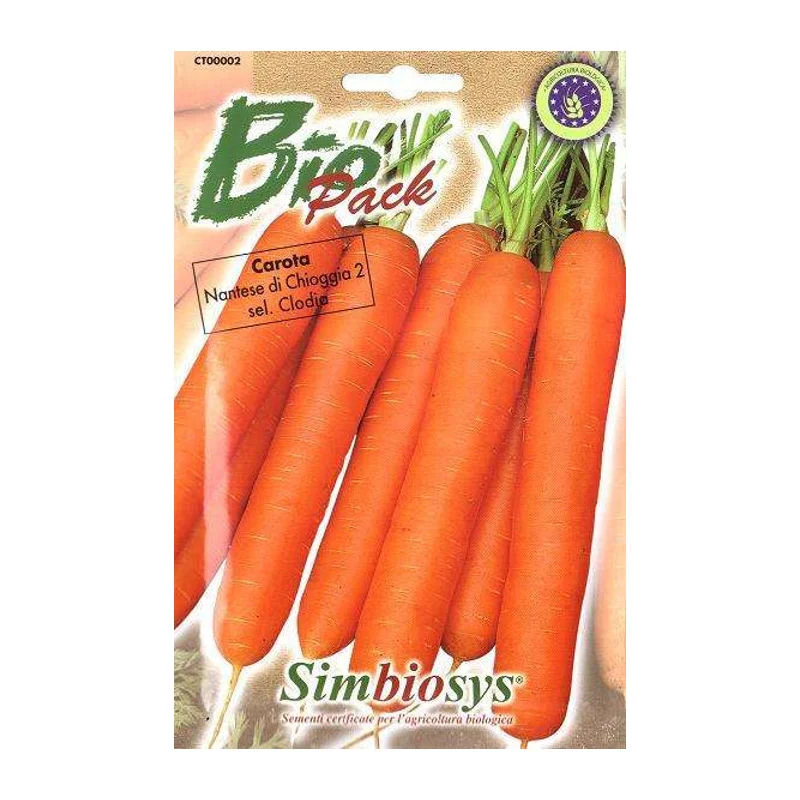BIOPACK SYMBIOSIS SEME CAROTA NANTES CLODIA 2 CERTIFICATO AGRICOLTURA BIOLOGICA