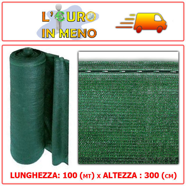 RETE OMBREGGIANTE METRI 100x H 3 MT TELO OMBRA 90% VERDE FRANGIVISTA FRANGIVENTO