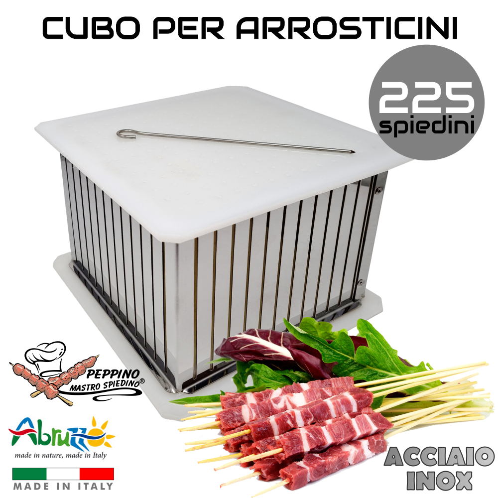 CUBO PER PRODUZIONE 225 ARROSTICINI FABBRICA SPIEDINI KEBAB Acciaio INOX ABRUZZO
