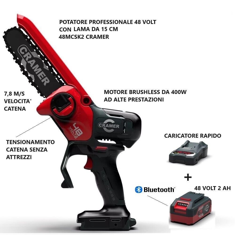 GREENWORKS CRAMER 48MCSK2 MINI POTATORE MOTOSEGA PROFESSIONALE  48 VOLT COMPLETO