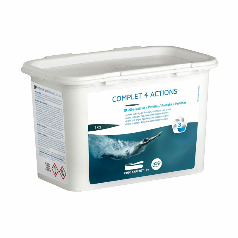 Pastiglie 20 gr Multiazione con cloro Gre 4 Azioni per piscina 1 Kg