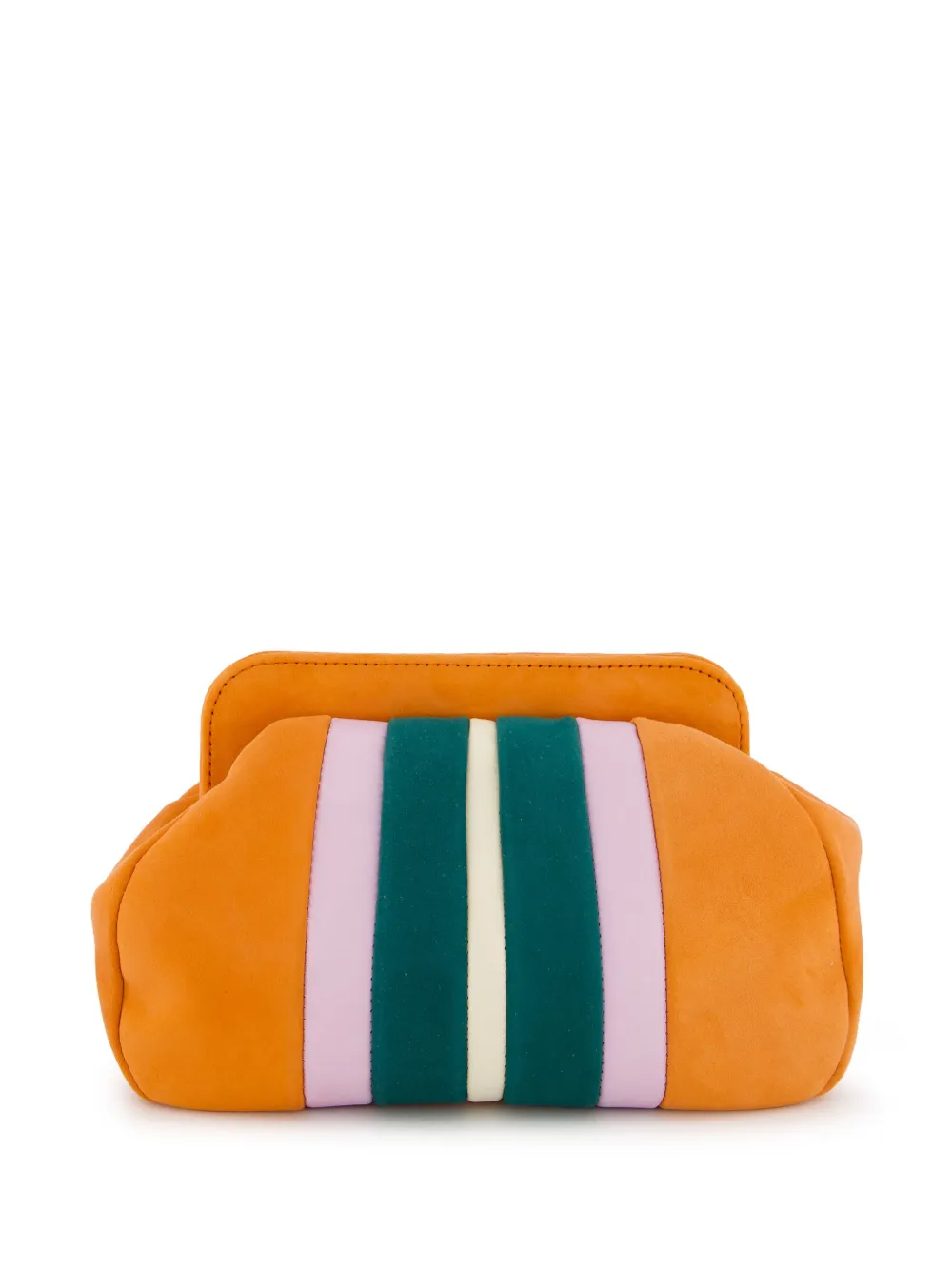 PAULA stripe suede-panel clutch bag - Arancione