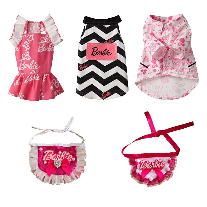 Miniso Kawaii Barbie Pet Clothes Japanese Sweet Cartoon Gilet Bello E Carino Asciugamano Saliva Per Animali Domestici In Pizzo Portatile Di Bell'Aspet