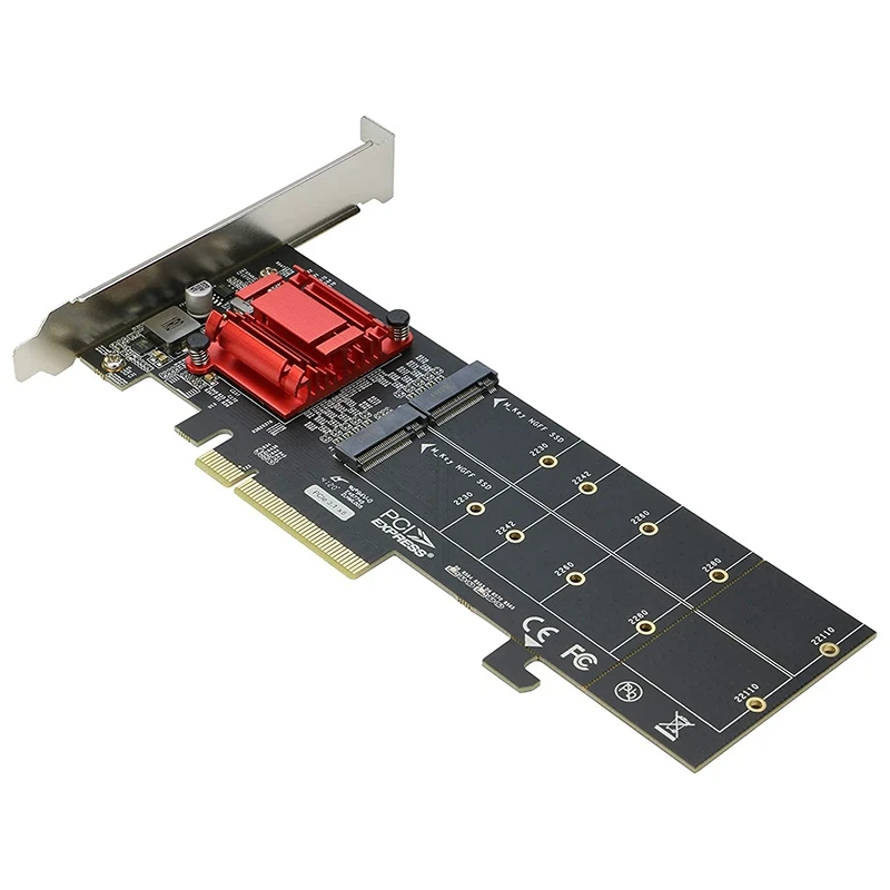 Dual Nvme Pcie Adapter,M.2 Nvme Ssd A Pci-E 3.1 X8/X16 Card Support M.2 (Chiave M) Nvme Ssd 22110/2280/2260/2242
