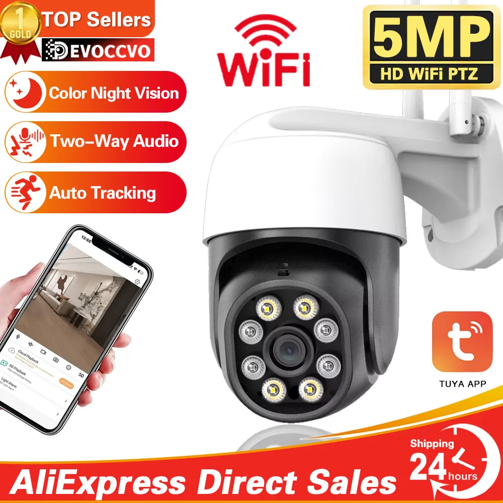 5Mp Smart Life Mini Ptz Camera Color Night Vision Home Auto Tracking Controllo Ptz Cctv Wifi Telecamera Di Sorveglianza Tuya App