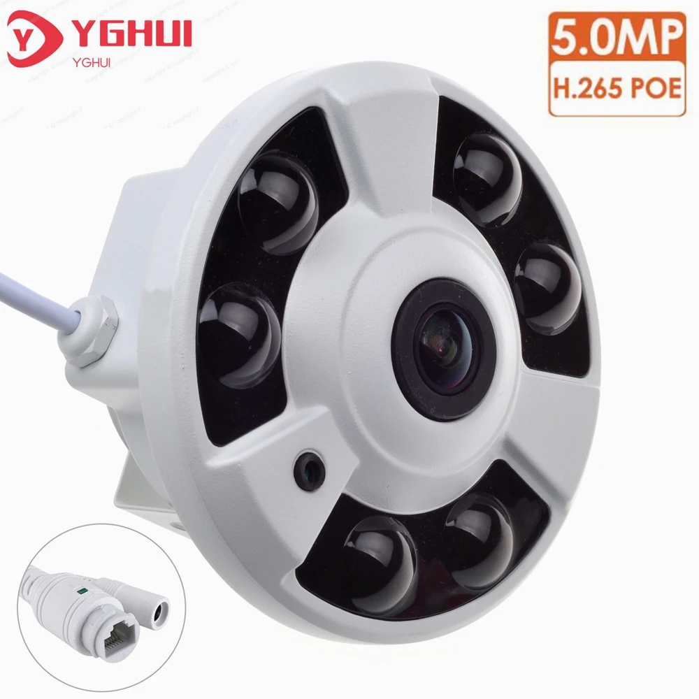 H.265 5Mp Ip Poe Camera Indoor Cctv 180 Gradi 360 Gradi Fisheye Lens Dome Security Camera Xmeye App