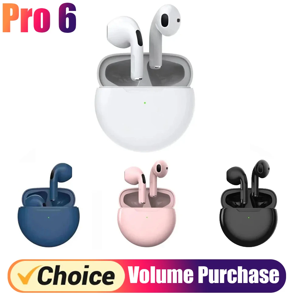Originale Per Apple Air Pro 6 Auricolare Tws Hifi Headset Bluetooth Music Earbuds Per Iphone Ios Android Wireless Pods Cuffie