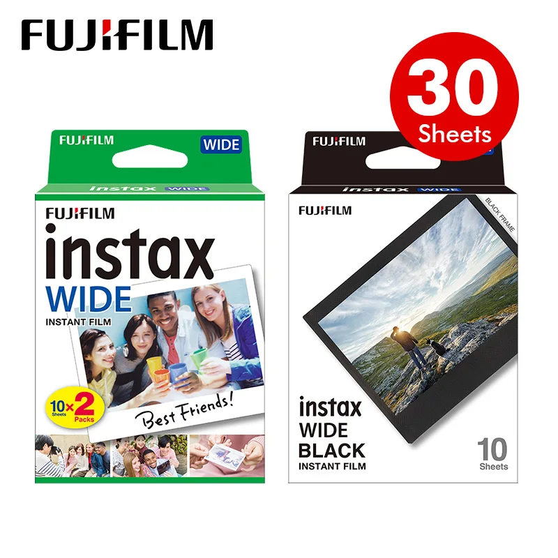 10/20/30 Fogli Fujifilm Instax Wide Film White Edge Film E Pellicola Nera Per Fuji Instax Wide Camera Wide 100 200 210 300 Film
