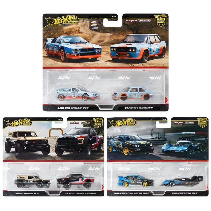Ufficiale Hot Wheels Premium Car Culture 2 Pack Ragazzi Giocattoli 1/64 Diecast Volkswagen Jetta Mk3 Lancia Rally Fiat Abarth Ford Brocon
