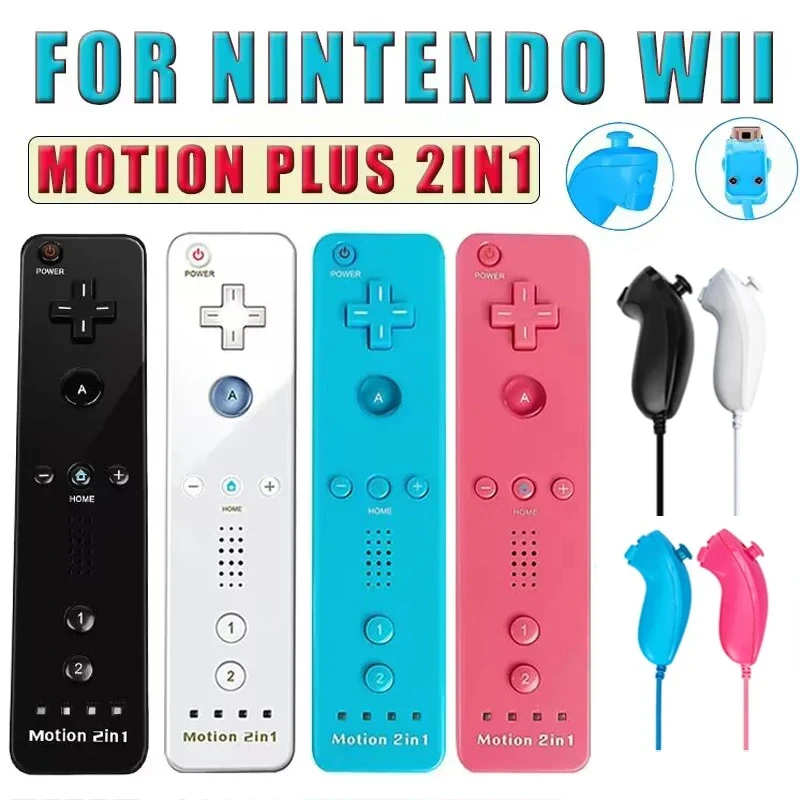 2 In 1 Motion Plus Telecomando Wii Remote Controller Gamepad Con Controller Nunchuck Per Nintendo Wii/Wii U Games Control
