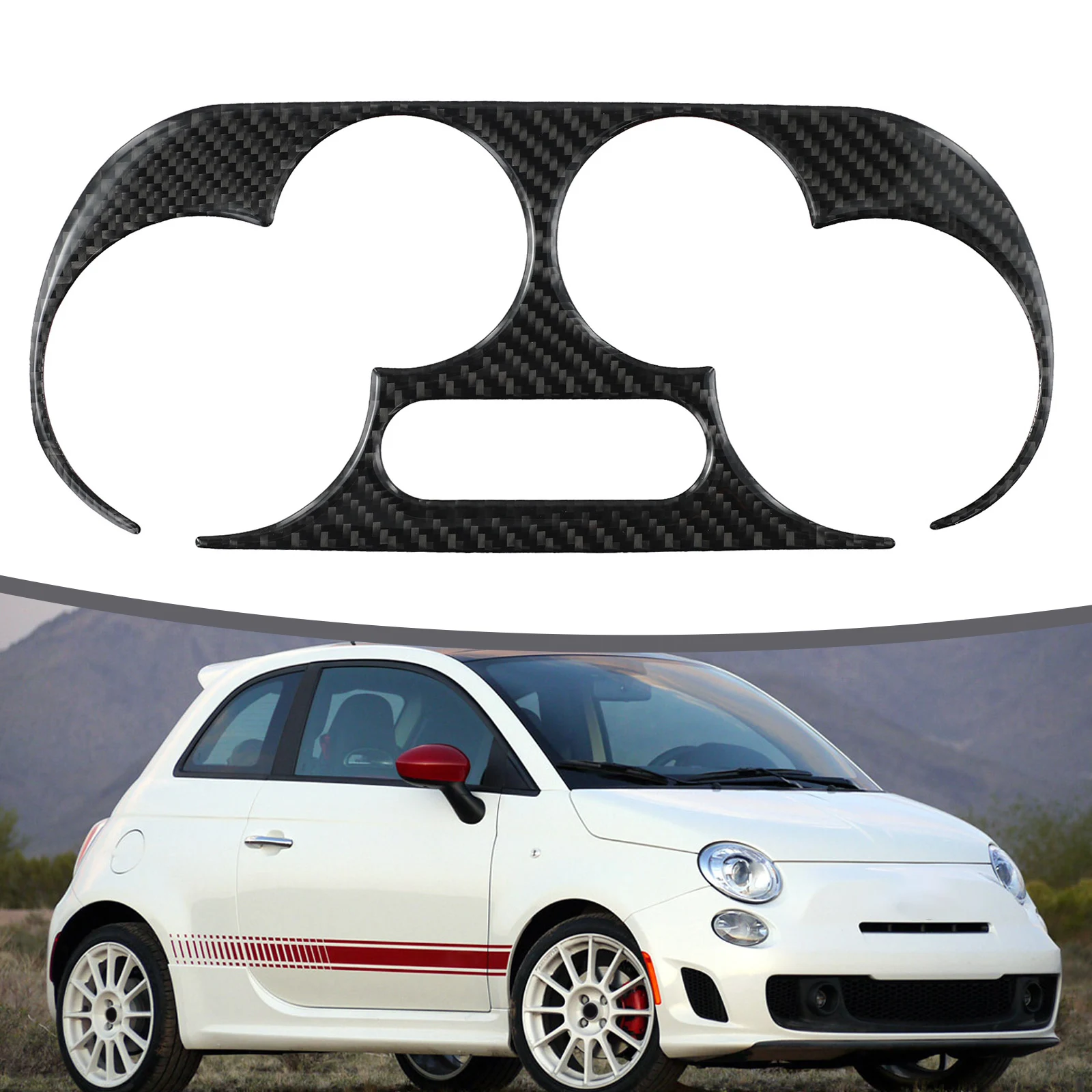 1 Pz Auto Manuale Clima Console Copertura Trim Per Fiat 500 2012-15 In Fibra Di Carbonio Manuale Clima Console Interni Trim Accessori Auto