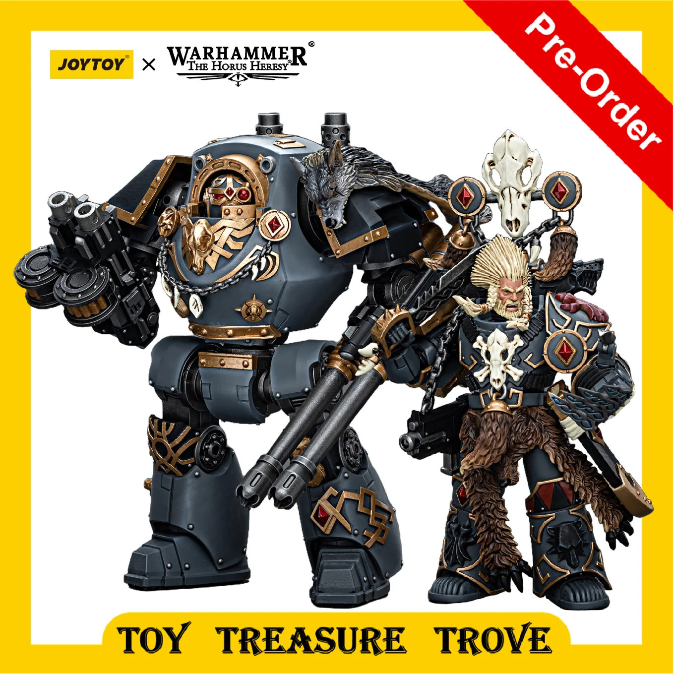 [Pre-Vendita] Joytoy Warhammer 40K 1/18 Action Figure Space Wolves Pregtor Dreadnought Geentor Fell-Hand Anime Model Toy