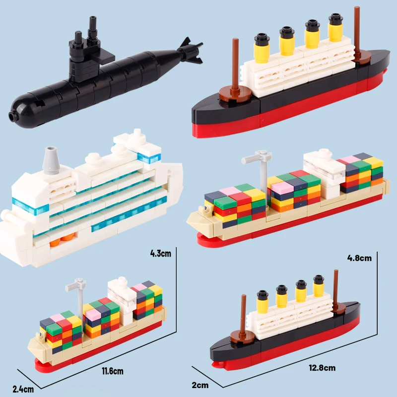 City Boat Model Building Blocks Street View Sottomarino Cargo Ship Titanic Cruise Accessori Mattoni Halloween Friends Toys Gifts
