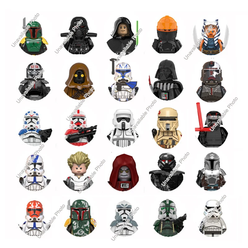 Hot Toys Clone Building Blocks Trooper Boba Fett Luke Skywalker Ahsoka Mandalorians Oth Vader Rey Obi-Wan Star Brick Figure Toy
