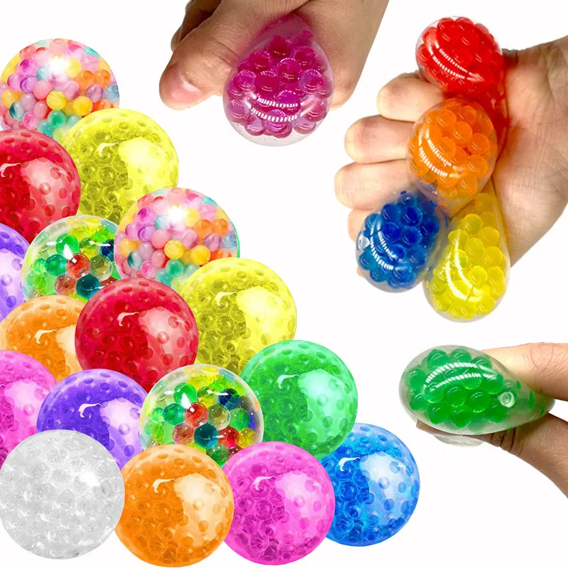 3 Pezzigrape Ball Vent Decompression Pinch Music Crystal Color Bead Ball Decompression Toy Gold Powder Pallanuoto Giocattolo Per Bambini