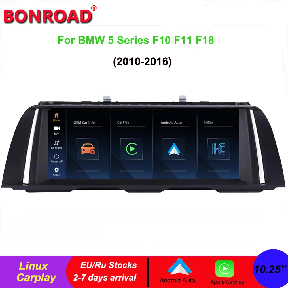 Bonroad Wireless Apple Carplay Android Auto Car Multimedia Radio Player Per Bmw Serie 5 F10/F11 Cic Nbt Navigazione Schermo Gps