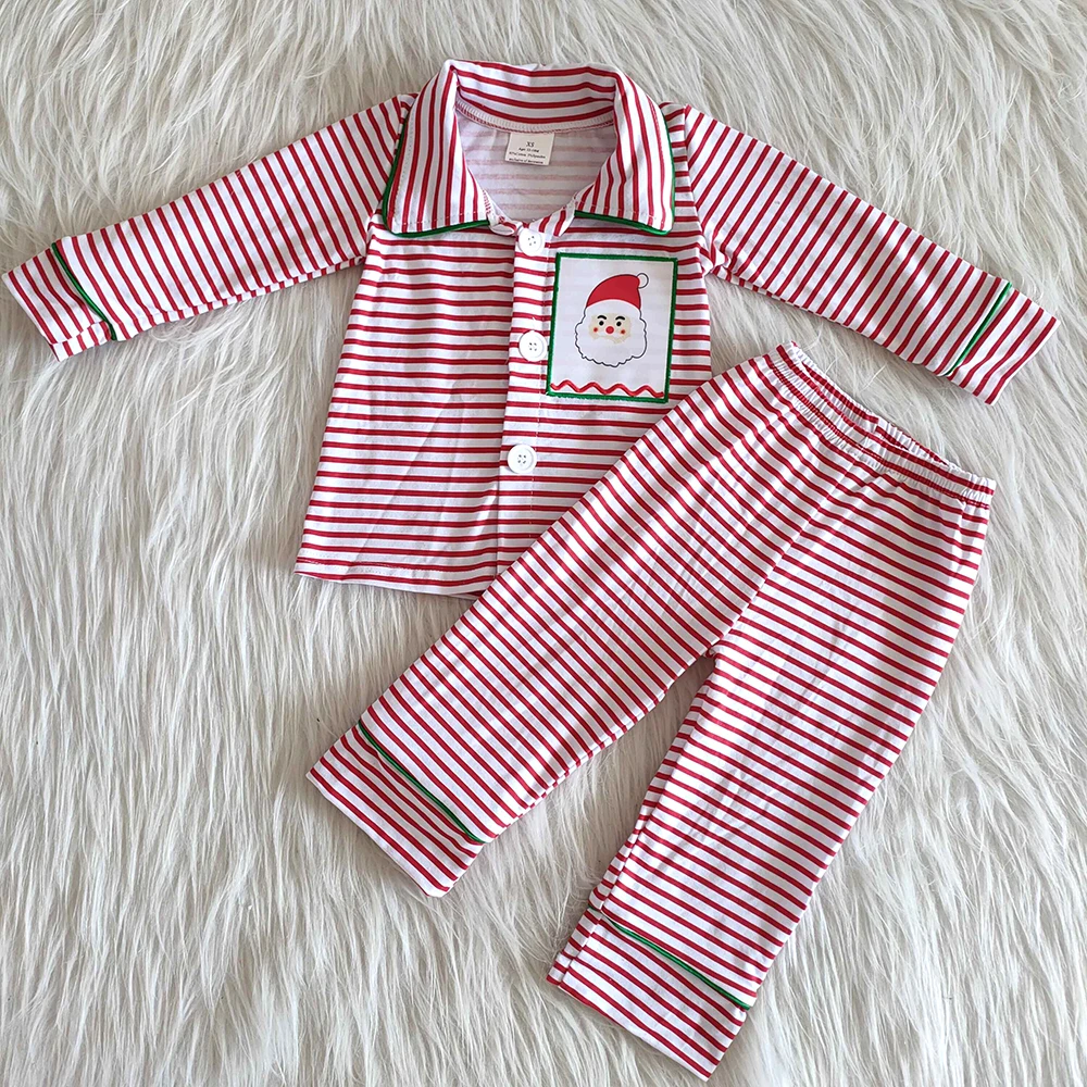 Pigiama A Maniche Lunghe Per Bambini Di Natale Outfit Boy Santa Embroidery Outfit Baby Boy Fashion Pigiama Set