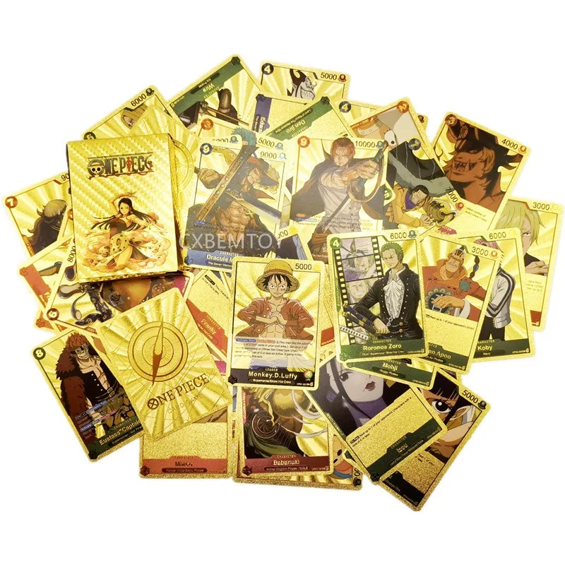 Hot English King Of Lovers Gold Cards One Piece Rufy Sauron Deck Game Carte Abbinate Carte Classiche Regalo Da Collezione