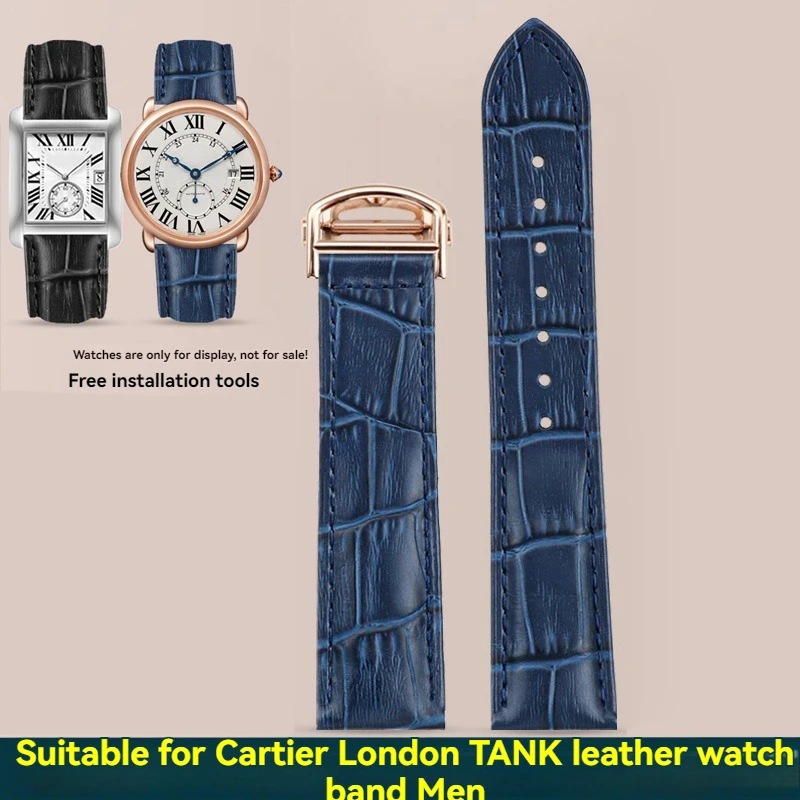 16Mm 18Mm 20Mm Bracciale In Pelle Di Vitello Cinturino Per Orologio Da Donna In Pelle Cinturino Impermeabile Blu Per Cartier Tank Louis Key London Sol