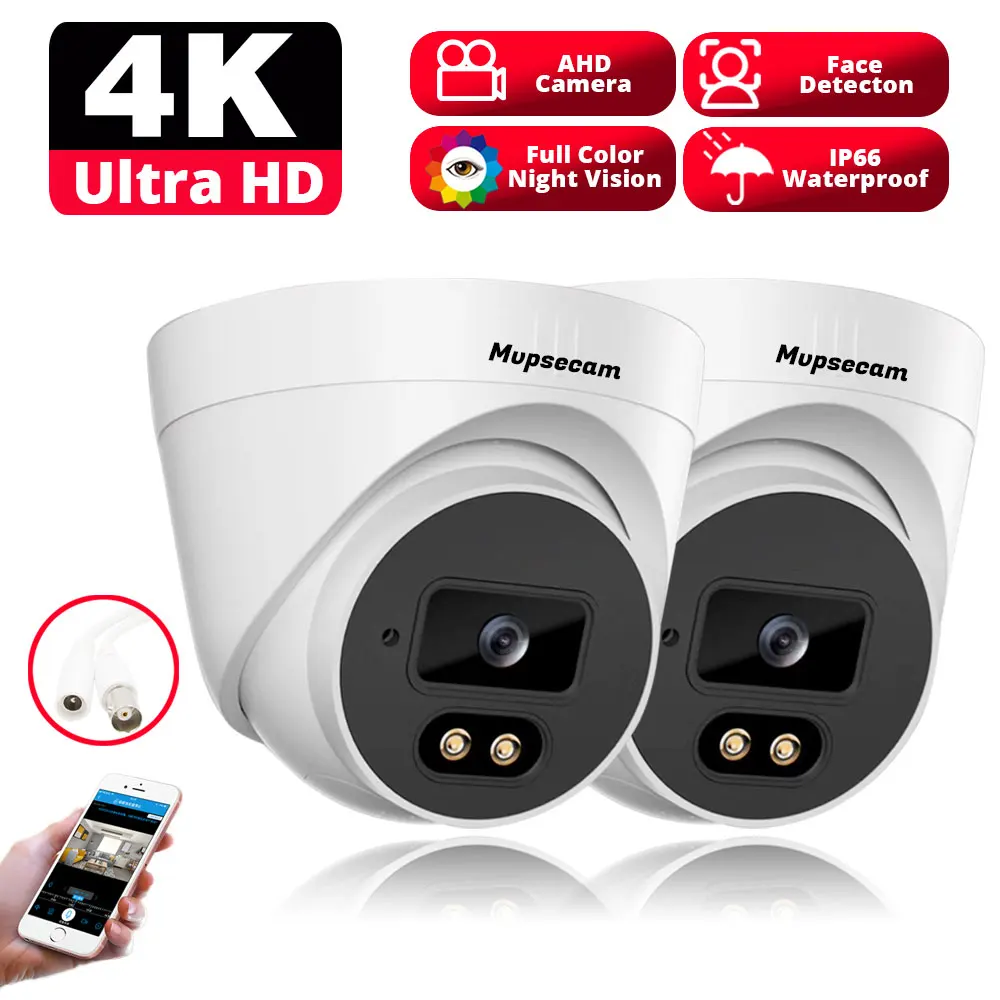 8Mp 4K Ahd Cctv Camera Outdoor Face Detection Dual Light Full-Color Night Vision H.265 Cctv Metal Dome Surveillance Telecamere Ahd