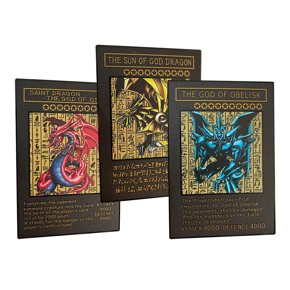 3Pcsdiy Yugioh Black Metal Card Egyptian God Slifer The Sky Dragon Obelisk The Tormentor The Winged Dragon Of Ra The Card Of God