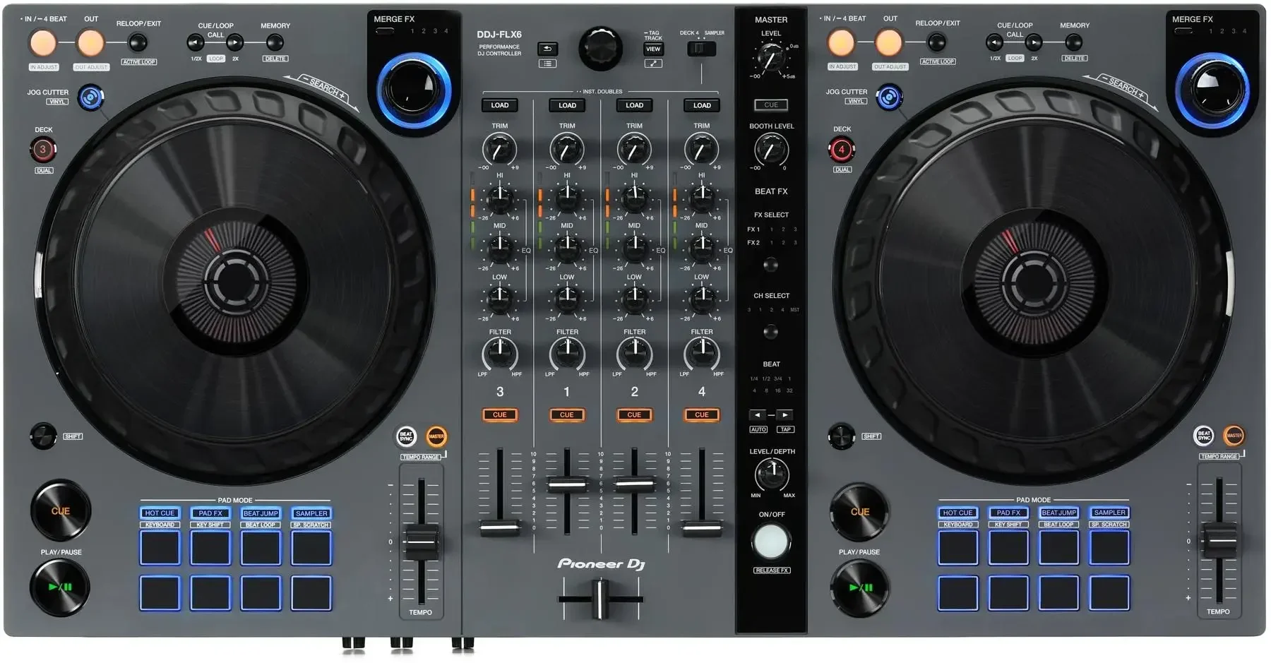 100% Authentic Pioneers Dj Ddj-Flx6-Gt 4-Deck Rekordbox E Controller Dj Serato-Grafite