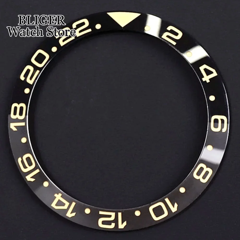 Gmt Black Grey Watch Bezel Insert 38Mm * 30.6Mm Per Sub Gmt Diver Watch Mod 24 Ore Numeri