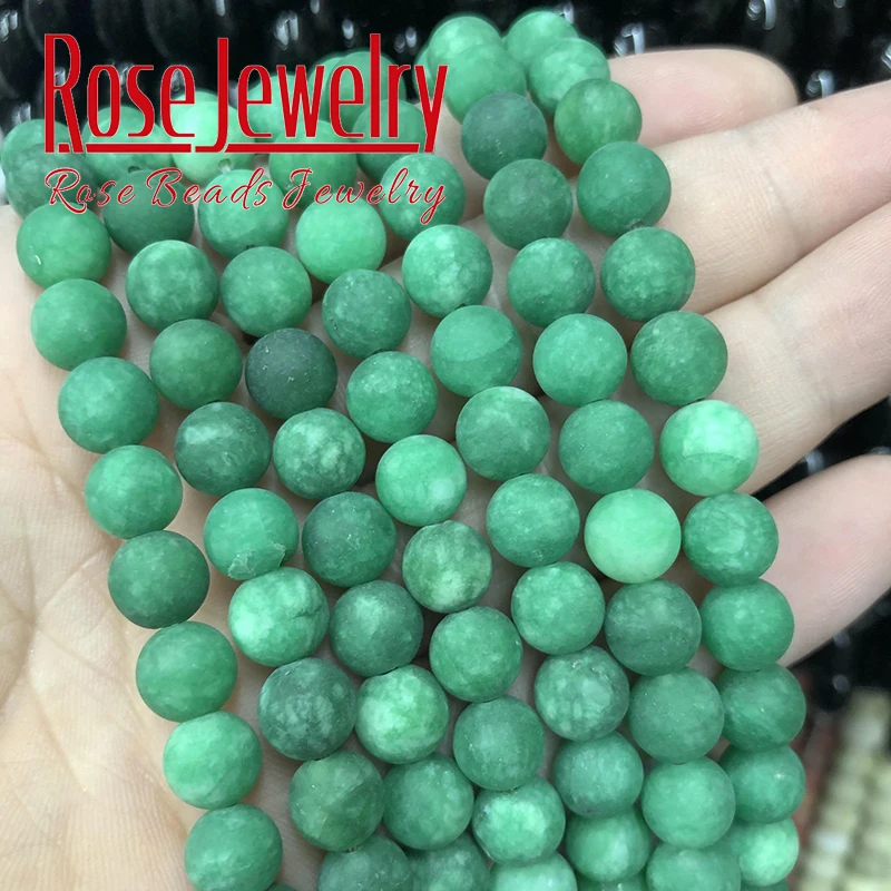 Matte 100% Natural Green Cloud Giade Calcedonio Perline Perle Tonde Allentate 4-12Mm Per Gioielli Che Fanno Bracciali Collane 15 "Strand