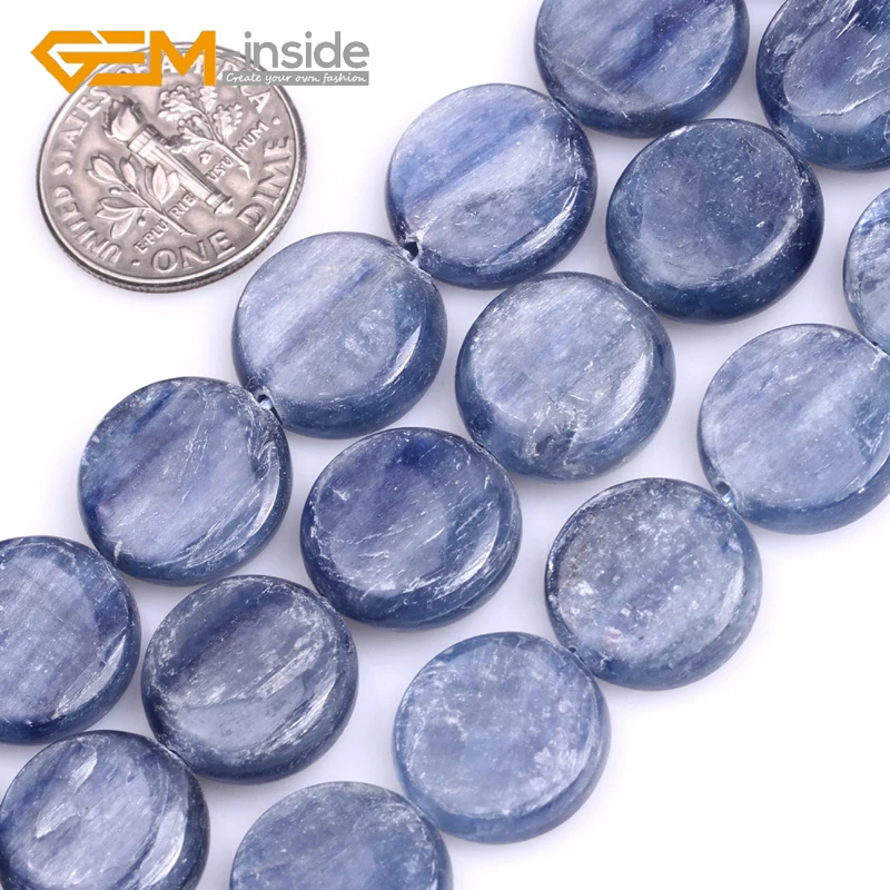 12 Millimetri 14Mm16Mm Commercio All'Ingrosso Gem-All'Interno Naturale Kyanite Moneta Forma Piatta Perline Per Monili Che Fanno Fai Da Te Regali Di Un