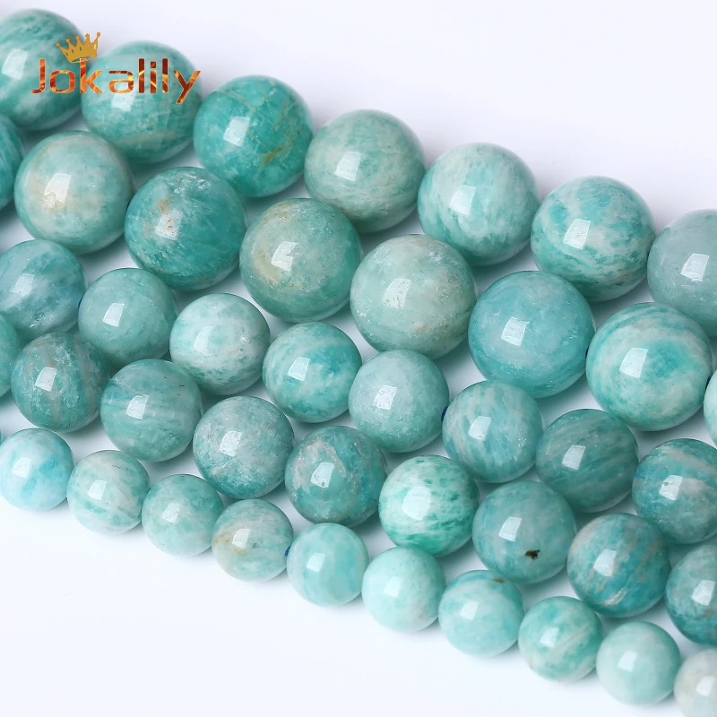 Top Natural Amazonite Gemstones Beads 4 6 8 10Mm Perline Allentate Rotonde Per Gioielli Che Fanno Accessori Per Collana Braccialetto Fai Da Te 15 "Pol