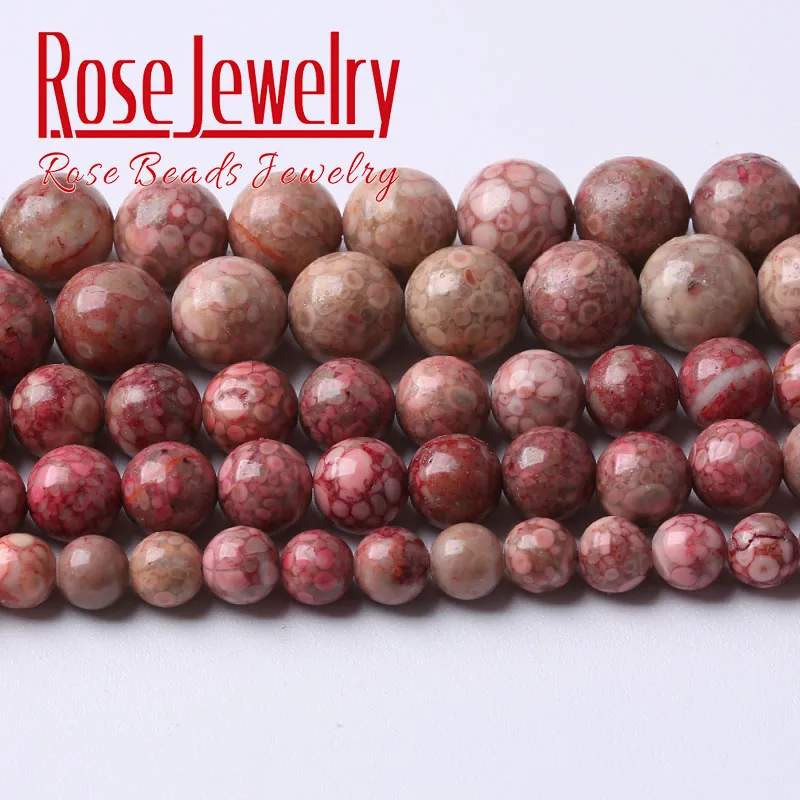 Natural Red Chrysanthemum Stone Beads For Jewelry Making Round Loose Beads Diy Bracelet Handmade Accessories 15"Inch 6 8 10 12Mm
