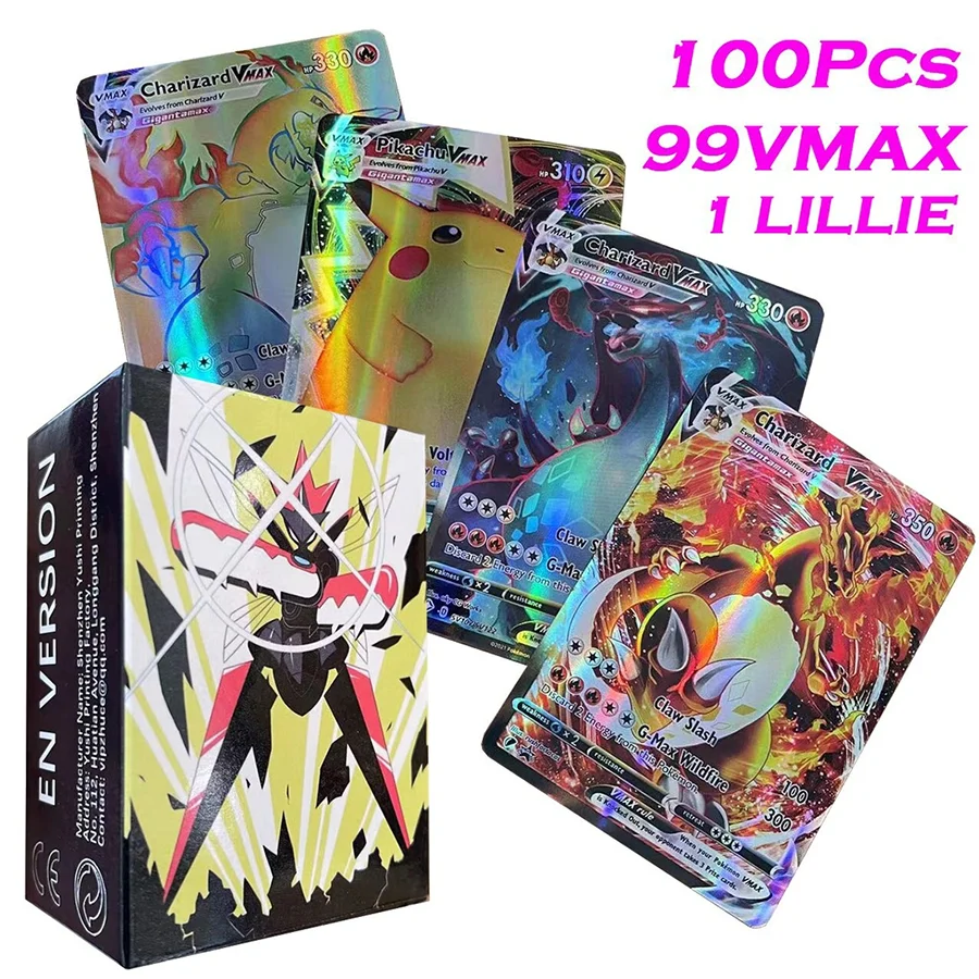 New Anime Holographic English Pokemon Cards Evolutions Scarlet & Violet Charizard Vmax Ex Vstar Gx V Carta Lucida Francese Spagnola
