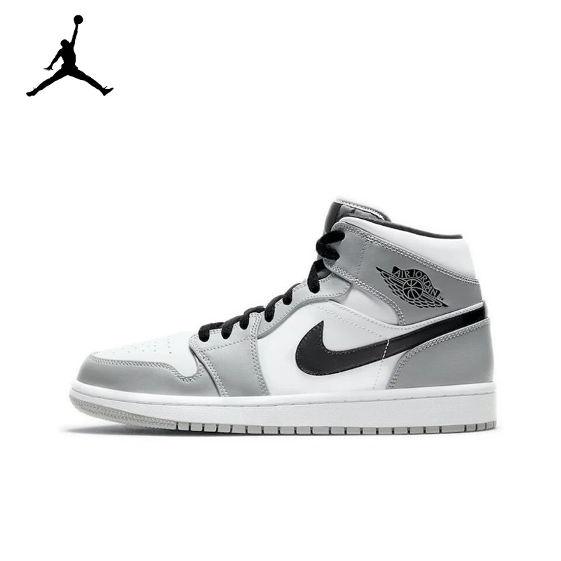 Originale Jordan Air Jordan 1 Mid 'Light Smoke Grey' 'Small Dior' Retro Scarpe Da Basket Uomo Grigio Fumo 554724-092