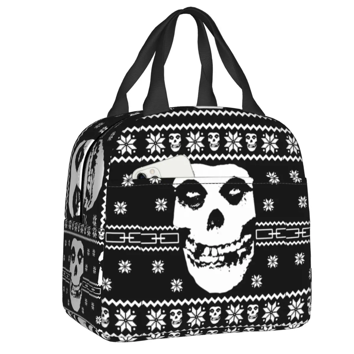 Horror Rock Misfits Skull Insulated Lunch Box Per Le Donne Borsa Termica Portatile Per Il Pranzo Borsa Per Il Pranzo Scuola Picnic Contenitore Per Ali