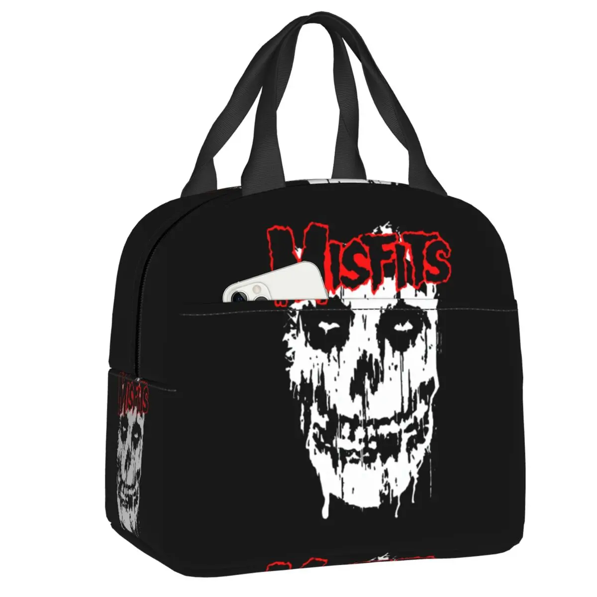 Horror Punk Rock Misfits Skull Lunch Bag Women Cooler Warm Insulated Lunch Container Box Per Bambini School Food Picnic Tote Bags