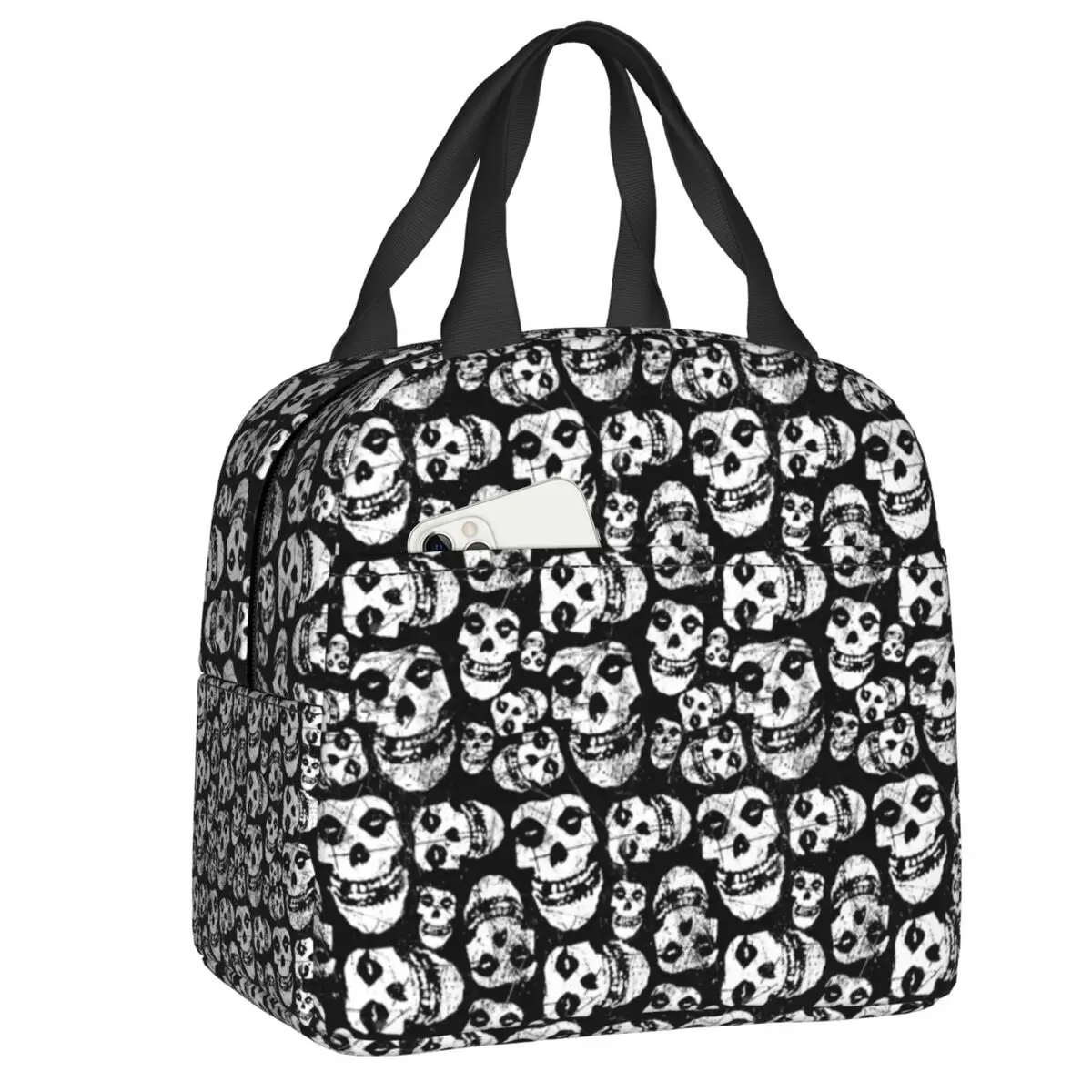 Horror Punk Rock Misfits Skull Lunch Bag Women Cooler Thermal Insulated Lunch Box Per Studenti School Work Food Picnic Tote Bags