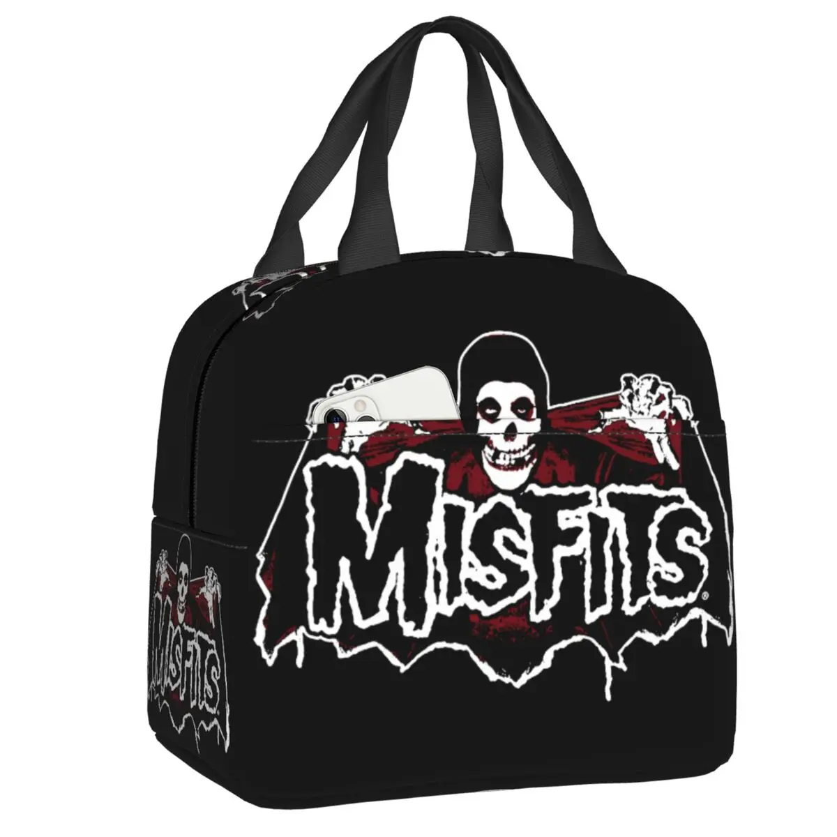 Horror Punk Rock Misfits Skull Lunch Bag Women Cooler Thermal Insulated Lunch Box Per Studenti School Work Picnic Food Tote Bags