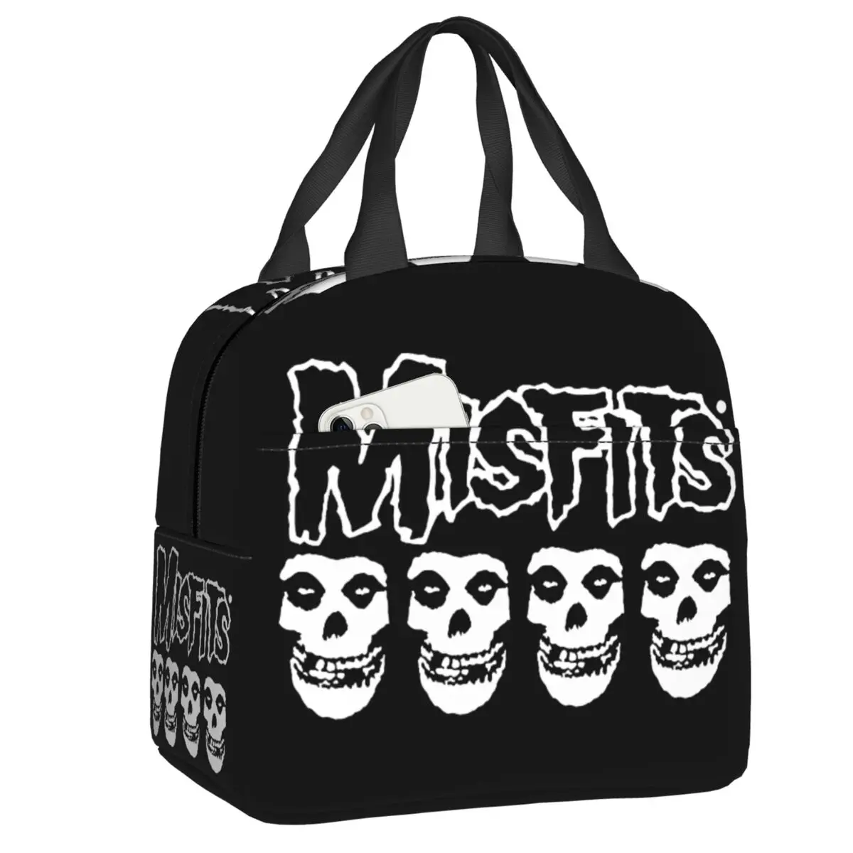 Horror Punk Rock Misfits Skull Lunch Bag Dispositivo Di Raffreddamento A Tenuta Stagna Bento Box Isolato Termicamente Per Le Donne I Bambini Lavorano 