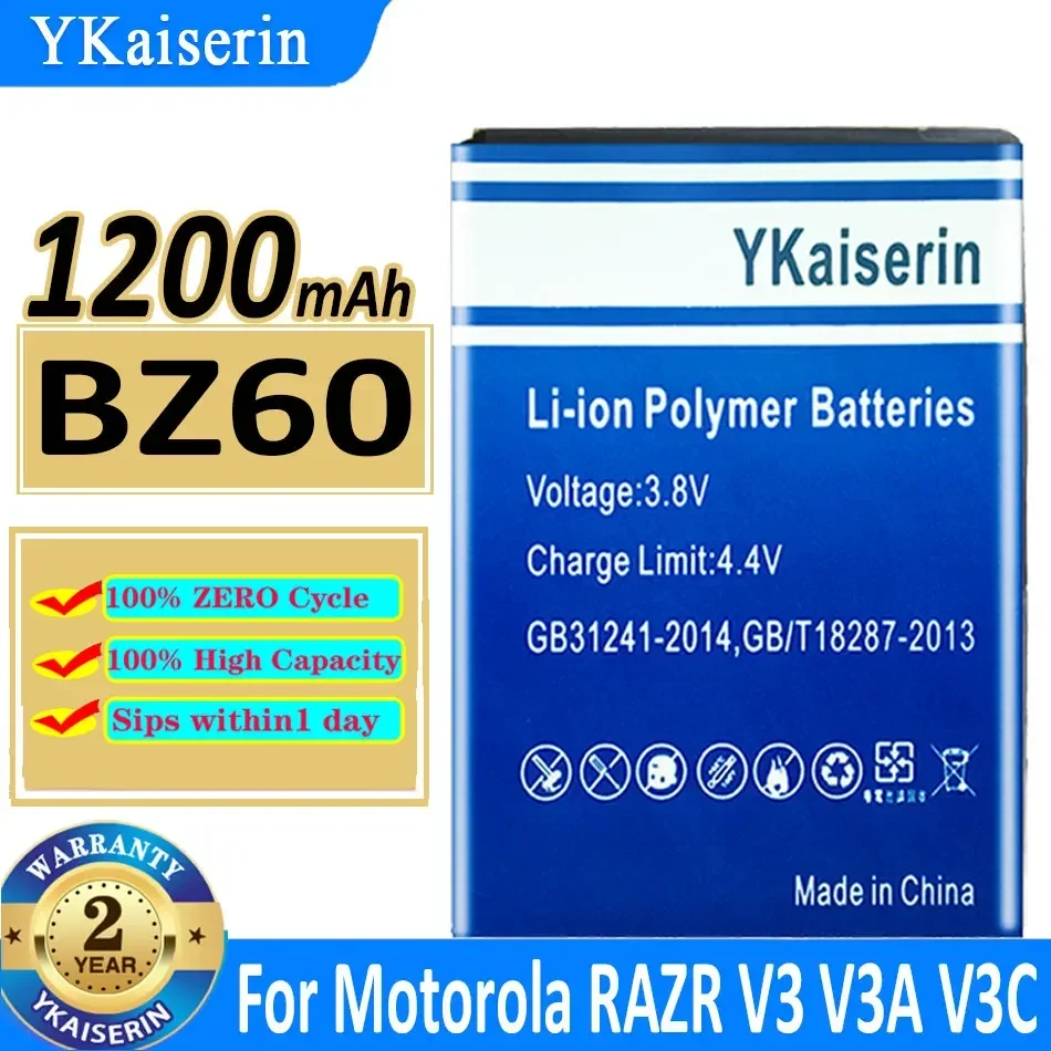 Ykaiserin 1200Mah Bz60 Bz 60 Batteria Per Motorola Razr V3 V3A V3C V3I V3M V3T V3Xx V6 Batterie Maxx Bateria