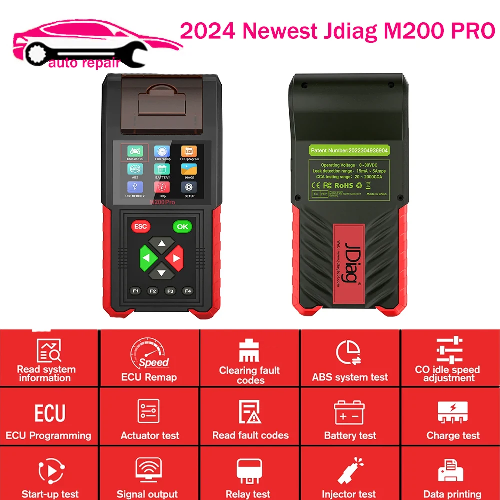 Vendita Calda Jdiag M200 Pro Moto Diagnostica Obd2 Scanner Tester Batteria Motoscan Per Bmw Yamaha Kawasaki Honda Pk Jdiag M200
