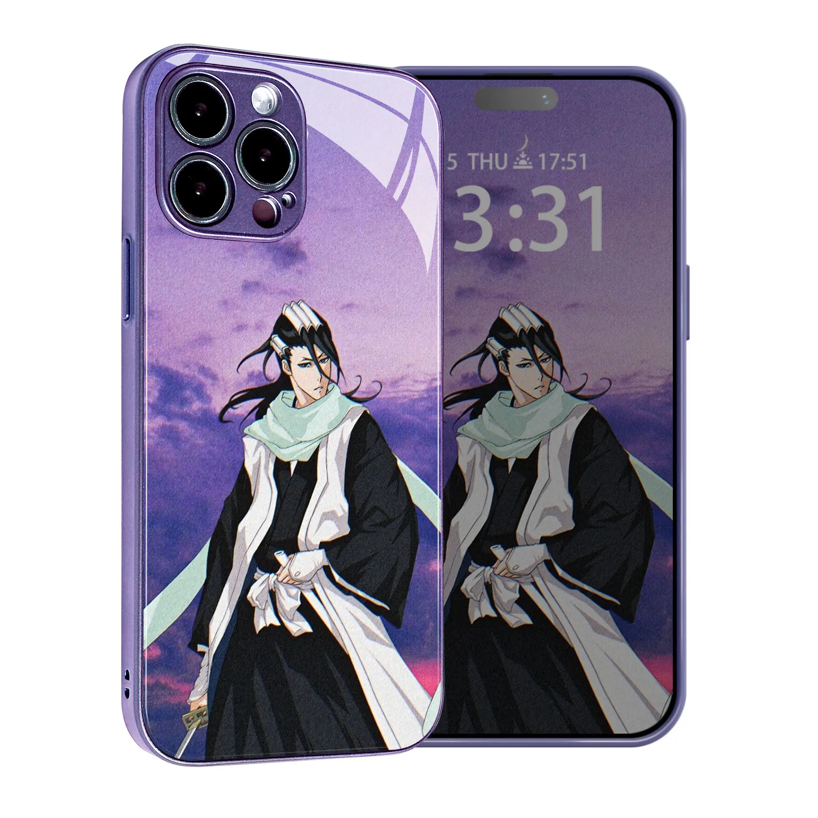 Anime Colors Manga Byakuya Tpu Custodia In Vetro Temperato Viola Per Iphone 15 14 11 Pro Max 7 8 15 Plus 12 13 Mini Xr Xs
