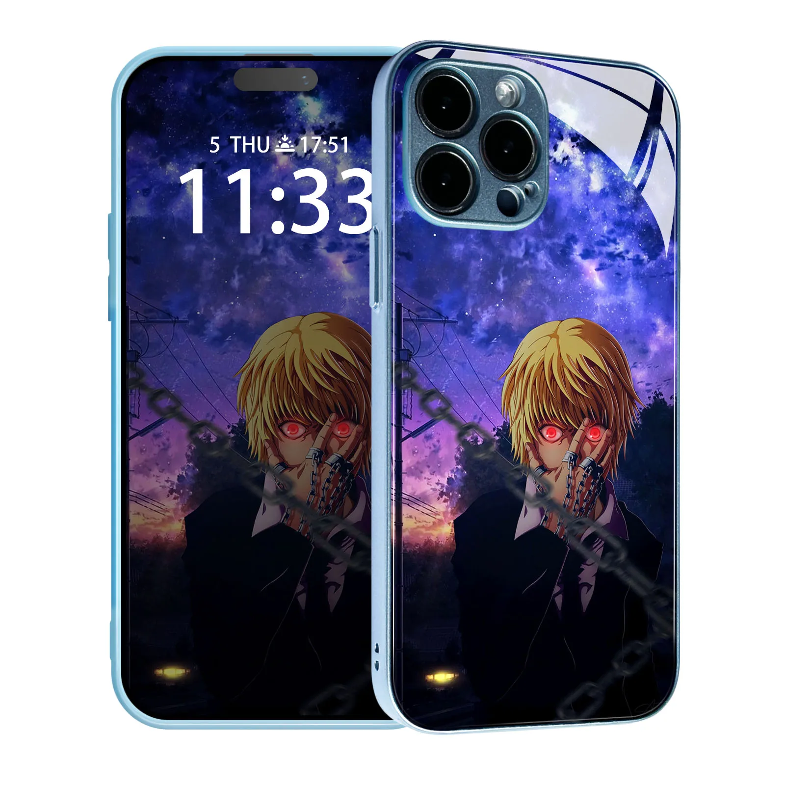 Kurapika Anime Colors Manga Tpu Custodia In Vetro Temperato Blu Per Iphone 15 14 11 Pro Max 7 8 15 Plus 12 13 Mini Xr Xs